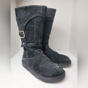 UGG Cargo III 3 Buckle Side Zip Suede Sheepskin Boot Shoes Size 8